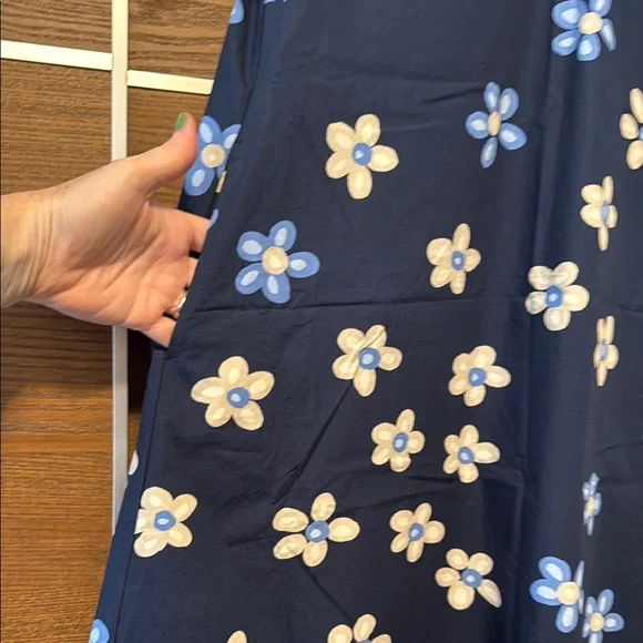 Marimekko Blue and White Sleeveless A-Line Midi Dress - Picture 5 of 5